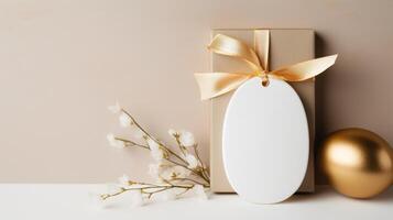 ai generado minimalista Pascua de Resurrección regalo etiqueta diseño foto