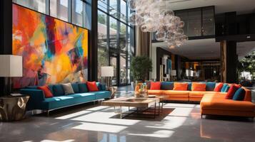 AI generated Luxurious Hotel Lobby Interior photo