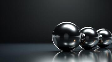 AI generated Reflective Chrome Spheres on Dark Background photo