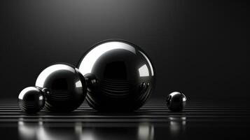 AI generated Reflective Chrome Spheres on Dark Background photo