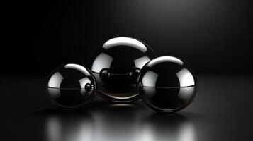 AI generated Reflective Chrome Spheres on Dark Background photo