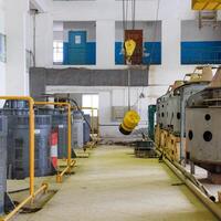 Russia, Krasnodar - 2018, May 11. Engines of water pumps at a water pumping station. Pumping irrig photo