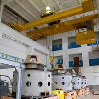 Russia, Krasnodar - 2018, May 11. Engines of water pumps at a water pumping station. Pumping irrig photo