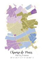 Street map of Champ de Mars, Paris France ,vector image for digital product ,wall art and poster prints. vector