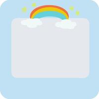 niños marco texto bandera caja con arco iris nubes y estrellas en azul antecedentes vector