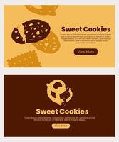 Cookie website or landing page template. Social media post with hand drawn element vector illustration