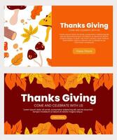 Thanks giving banners template. Website , brochure, presentation, with hand drawn element vector illustration