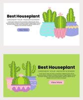 Houseplant banners template. Website , brochure, presentation, with hand drawn element vector illustration