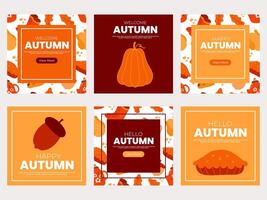 Autumn social media banners template. Social media post with hand drawn element vector illustration