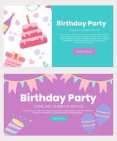 Birthday party banners template. Website , brochure, presentation, with hand drawn element vector illustration