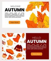 Autumn banners template. Website , brochure, presentation, with hand drawn element vector illustration