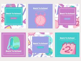 Back to school social media banners template. Social media post with hand drawn element vector illustration