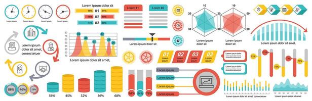 Mega set of infographic elements data visualization vector design template. Can be used for steps, options, business process, workflow, diagram, flowchart, timeline, marketing. Bundle info graphics.