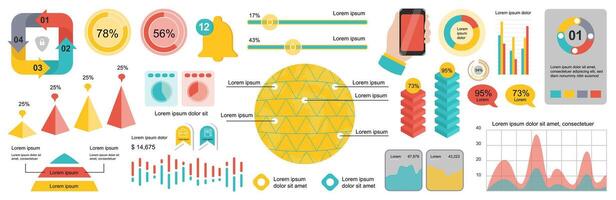 Mega set of infographic elements data visualization vector design template. Can be used for steps, options, business process, workflow, diagram, flowchart, timeline, marketing. Bundle info graphics.