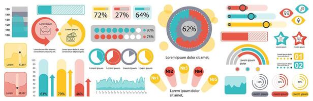 Mega set of infographic elements data visualization vector design template. Can be used for steps, options, business process, workflow, diagram, flowchart, timeline, marketing. Bundle info graphics.