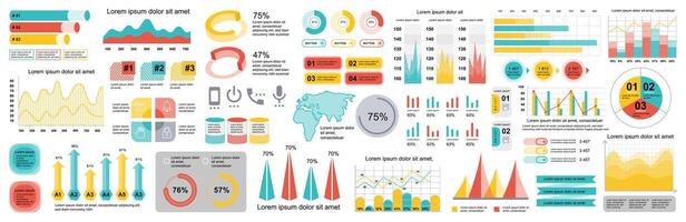 Mega set of infographic elements data visualization vector design template. Can be used for steps, options, business process, workflow, diagram, flowchart, timeline, marketing. Bundle info graphics.