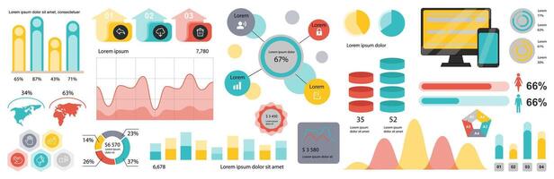 Mega set of infographic elements data visualization vector design template. Can be used for steps, options, business process, workflow, diagram, flowchart, timeline, marketing. Bundle info graphics.