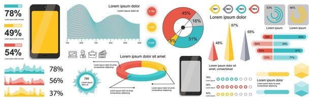 Mega set of infographic elements data visualization vector design template. Can be used for steps, options, business process, workflow, diagram, flowchart, timeline, marketing. Bundle info graphics.