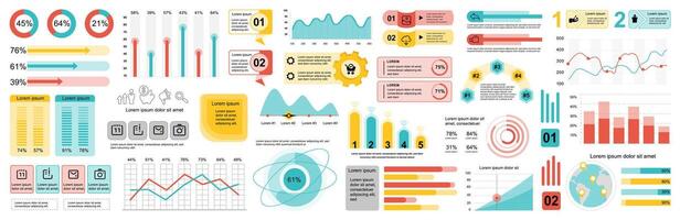 Mega set of infographic elements data visualization vector design template. Can be used for steps, options, business process, workflow, diagram, flowchart, timeline, marketing. Bundle info graphics.