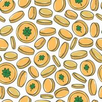 St. Patrick's day gold coins seamless pattern for wallpaper, scrapbooking, backgrounds, stationary, wrapping paper, textile prints. EPS 10 vector