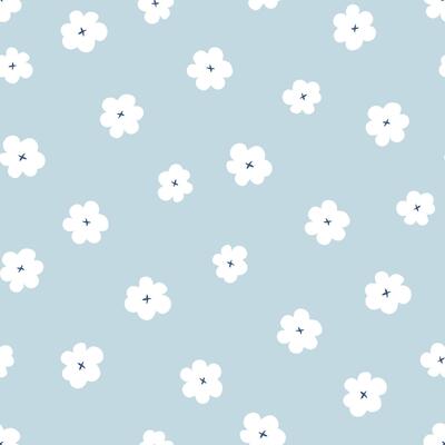 Floral mille fleur seamless pattern. Cute minimalistic calico ornament. Naive art flowers. Doodle style vector illustration for textile, wallpaper, wrapping paper.
