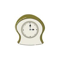 Retro style watch isolated on transparent background. Analog timepiece.  Alarm clock with dial and arrows. Classic home interior element. Vector illustration.
