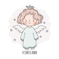 Cute cartoon baby angel for Christmas and Easter. vector