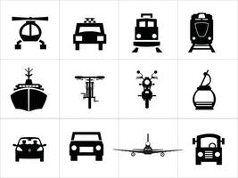 Set of Public Transport Thin Line Icons. various types of transportation vector