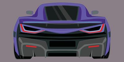 Vector Realistic Blueprint of a purple Super Car with gradient and transparency, rear view. modern cars. fierce car.