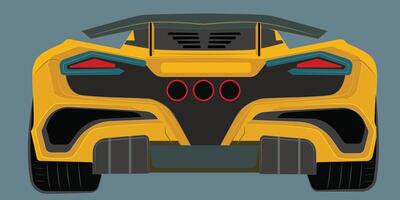 vector realista Plano de un súper coche en amarillo con degradado y transparencia, posterior vista. moderno carros. feroz coche.