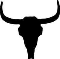 a black and white silhouette of a bull skull vector