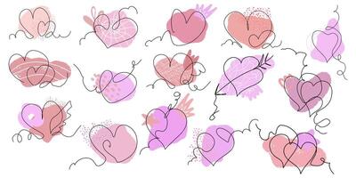 a set of hand drawn hearts with different shapes vector