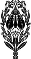 a black and white drawing of a floral design vector