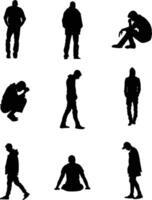 A vector collection of Lonely people in a variety of positions