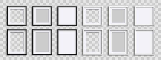 Realistic empty white picture frames vector