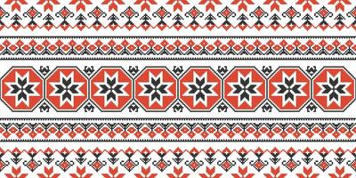 Ukrainian ornament,seamless border, pixel art vector