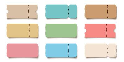 Realistic color paper blank tickets set vector