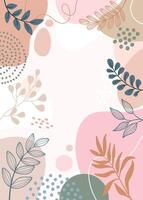 Design banner frame background .Colorful poster background vector illustration.Exotic plants, branches,art print for beauty, fashion and natural products,wellness, wedding and event.