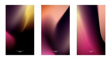 Set of Abstract liquid Gradient Vertical Background. Black, Yellow and Purple Fluid Color Gradient. Design Template For ads, Banner, Poster, Cover, Brochure, Wallpaper, and flyer. Vector. vector