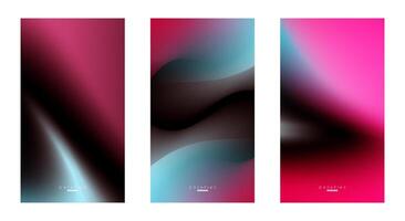 Set of Abstract liquid Gradient Vertical Background. Black, Blue and Pink Fluid Color Gradient. Design Template For ads, Banner, Poster, Cover, Brochure, Wallpaper, and flyer. Vector. vector