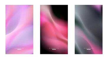 Set of Abstract liquid Gradient Vertical Background. Black, Purple, and Pink Fluid Color Gradient. Design Template For ads, Banner, Poster, Cover, Brochure, Wallpaper, and flyer. Vector. vector