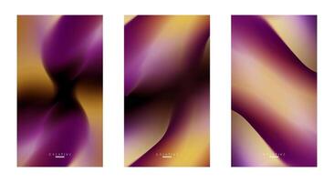 Set of Abstract liquid Gradient Vertical Background. Black, Yellow and Purple Fluid Color Gradient. Design Template For ads, Banner, Poster, Cover, Brochure, Wallpaper, and flyer. Vector. vector