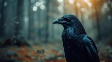 AI generated Solitary Raven Perched photo