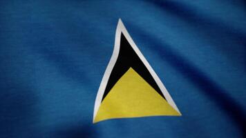 Flag of Saint Lucia waving in the wind. Saint Lucia National flag. Seamless looping video