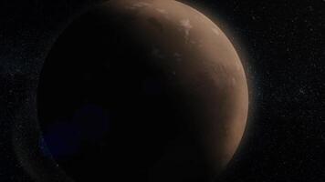 Mars Animation. Planet Mars im äußere Raum, Spinnen um es ist Achse mit Sterne im das Hintergrund video