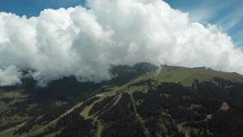 View of the Valley in early morning aerial view. Aerial view drone flying in the valley with pine tree forest in the mountain range video