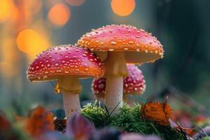 AI generated these red mushrooms in the forest are the perfect mushroom for this article photo