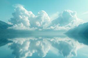 AI generated abstract abstract cloud floating in water reflection photo