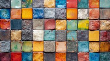 AI generated Background from square multi-colored ceramic tiles photo