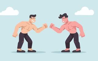 two men fighting in a cartoon style vector